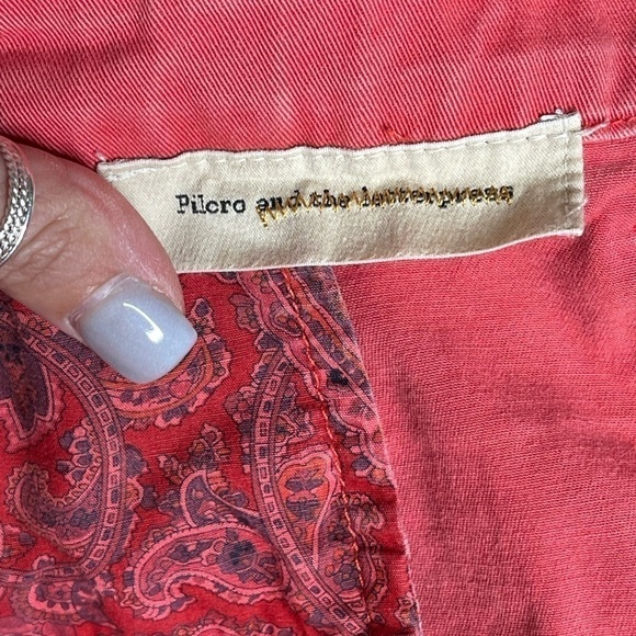 Anthropologie Pilcro & The Letterpress Coral Pink A-Line Button Down Skirt Sz 14 - Picture 13 of 15